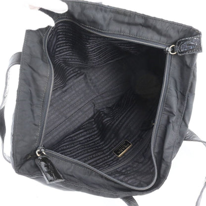 Prada White Tessuto Nylon Triangle Logo Croco Embossed Leather Tote Shoulder — view 7