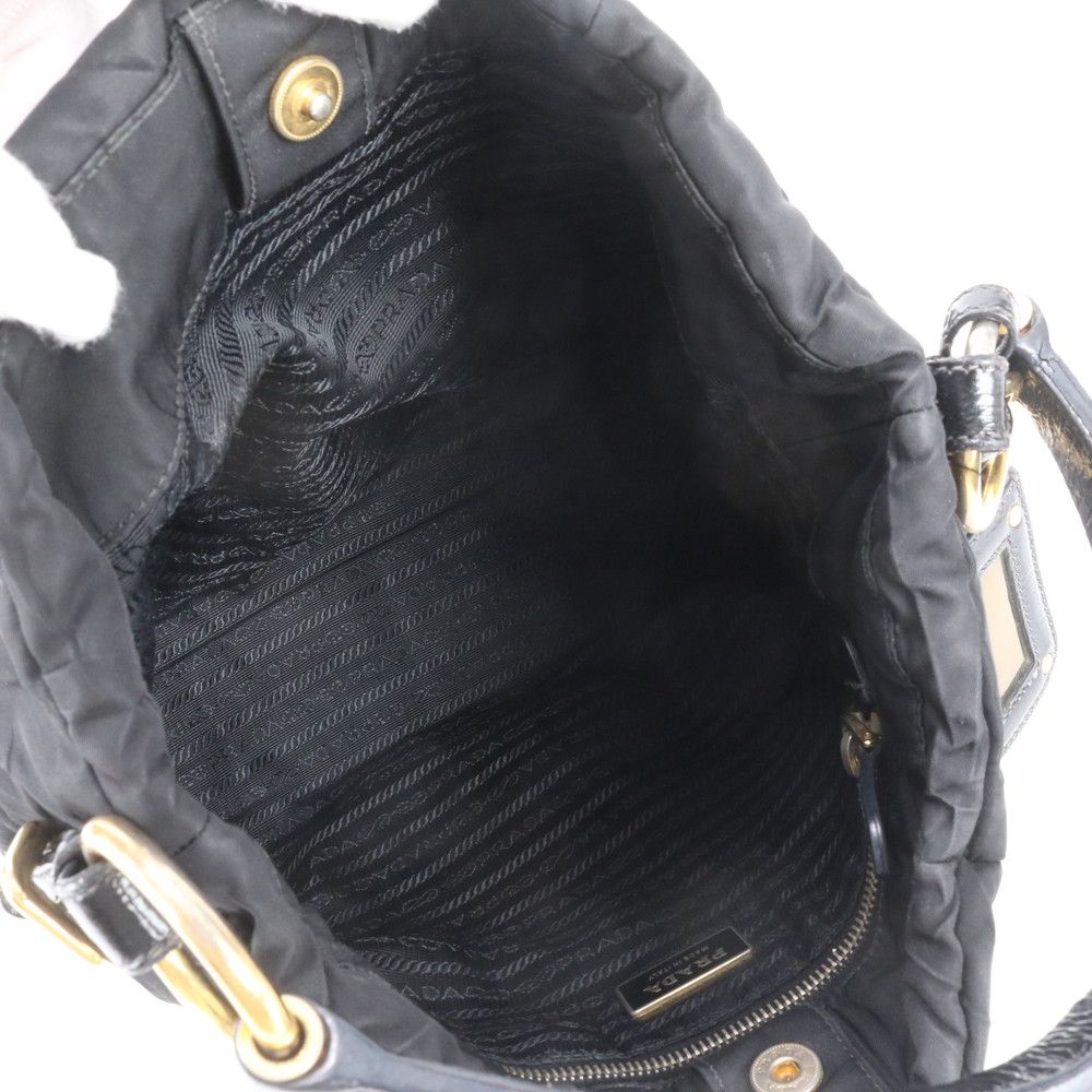 Prada White Tessuto Nylon Triangle Logo Quilted Leather Shoulder Bag — view 7