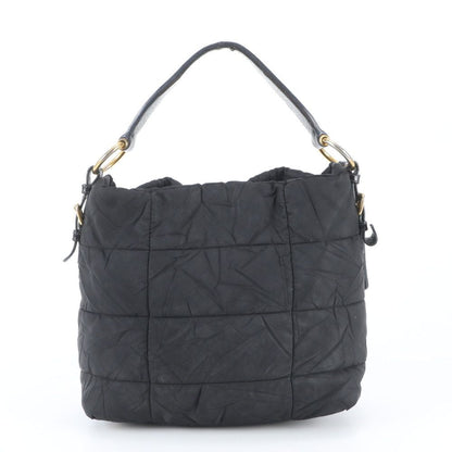 Prada White Tessuto Nylon Triangle Logo Quilted Leather Shoulder Bag — view 3