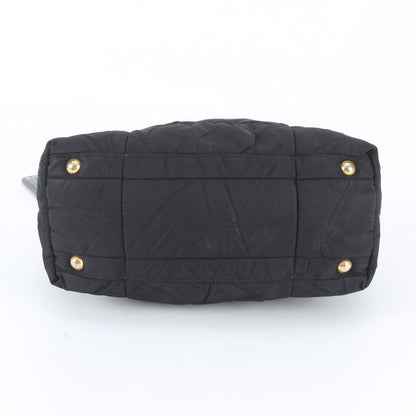 Prada White Tessuto Nylon Triangle Logo Quilted Leather Shoulder Bag — view 6