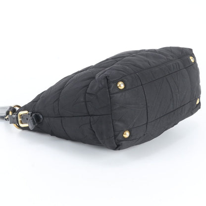 Prada White Tessuto Nylon Triangle Logo Quilted Leather Shoulder Bag — view 5