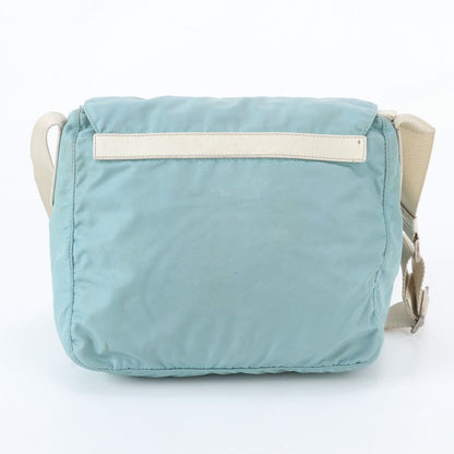 Prada White Tessuto Nylon Triangle Logo Leather Shoulder Bag Crossbody — view 3