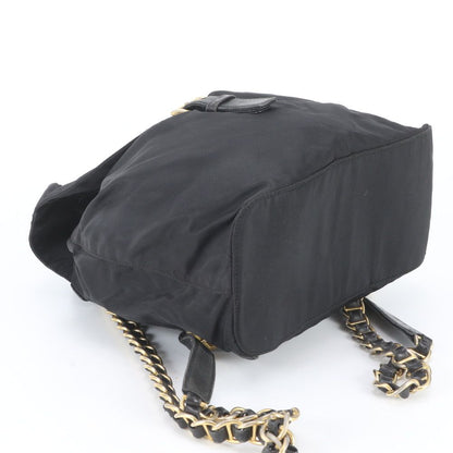 Prada White Tessuto Nylon Triangle Logo Chain Shoulder Leather Backpack — view 5