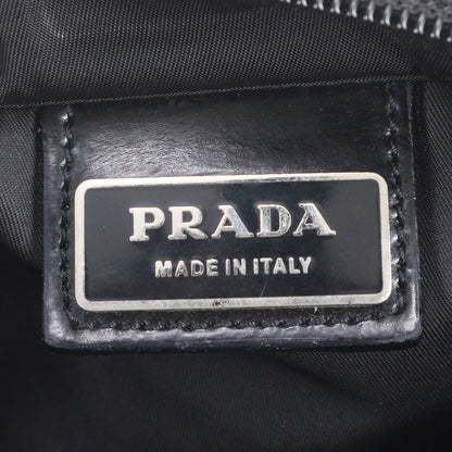 Prada White Tessuto Nylon Triangle Logo Leather Shoulder Bag Crossbody Tote — view 8