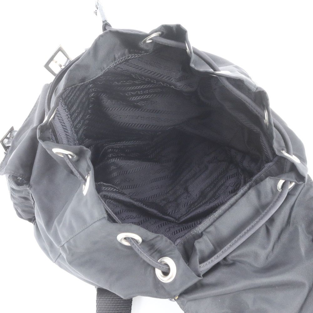 Prada Tessuto Nylon Triangle Logo Leather Backpack — view 7