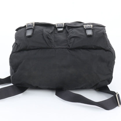 Prada White Tessuto Nylon Triangle Logo Leather Backpack Shoulder — view 6