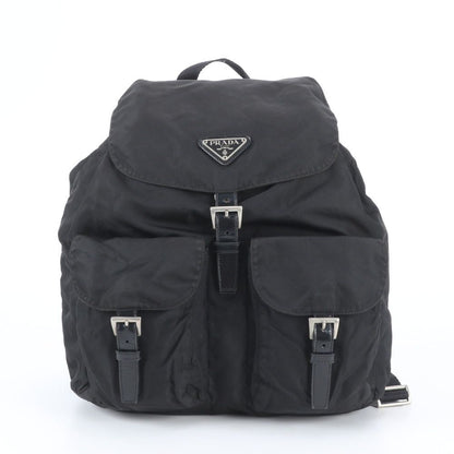 Prada White Tessuto Nylon Triangle Logo Leather Backpack Shoulder