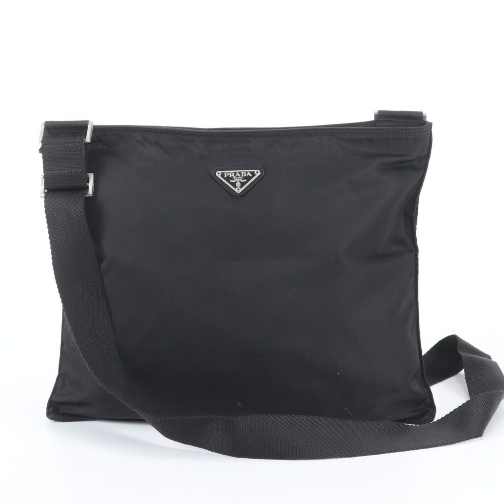 Prada White Tessuto Nylon Triangle Logo Leather Shoulder Bag Crossbody