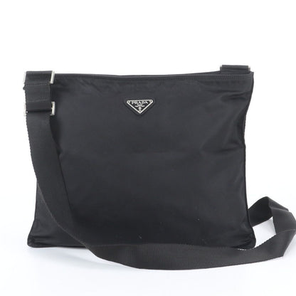Prada White Tessuto Nylon Triangle Logo Leather Shoulder Bag Crossbody