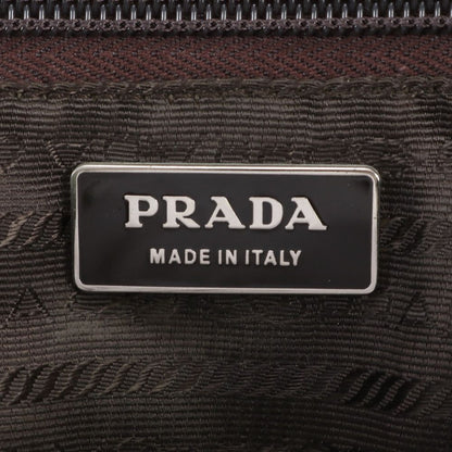 Prada White Tessuto Nylon Triangle Logo Leather Handbag Mini Boston Tote — view 8