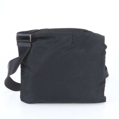 Prada White Tessuto Nylon Triangle Logo Leather Shoulder Bag Crossbody Black — view 3
