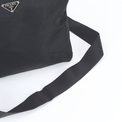 Prada White Tessuto Nylon Triangle Logo Leather Shoulder Bag Crossbody Black — view 2