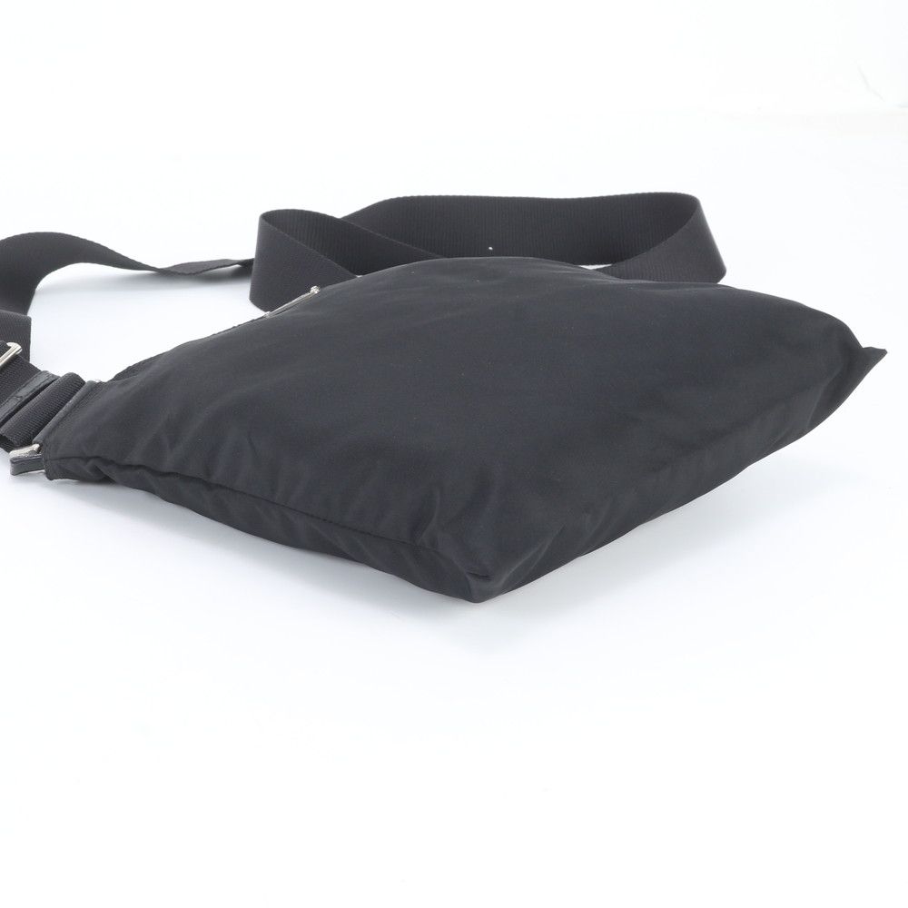 Prada White Tessuto Nylon Triangle Logo Leather Shoulder Bag Crossbody Black — view 5