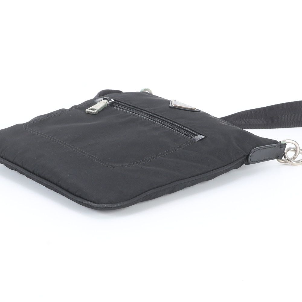 Prada White Tag Tessuto Nylon Triangle Logo Leather Shoulder Bag Crossbody — view 4
