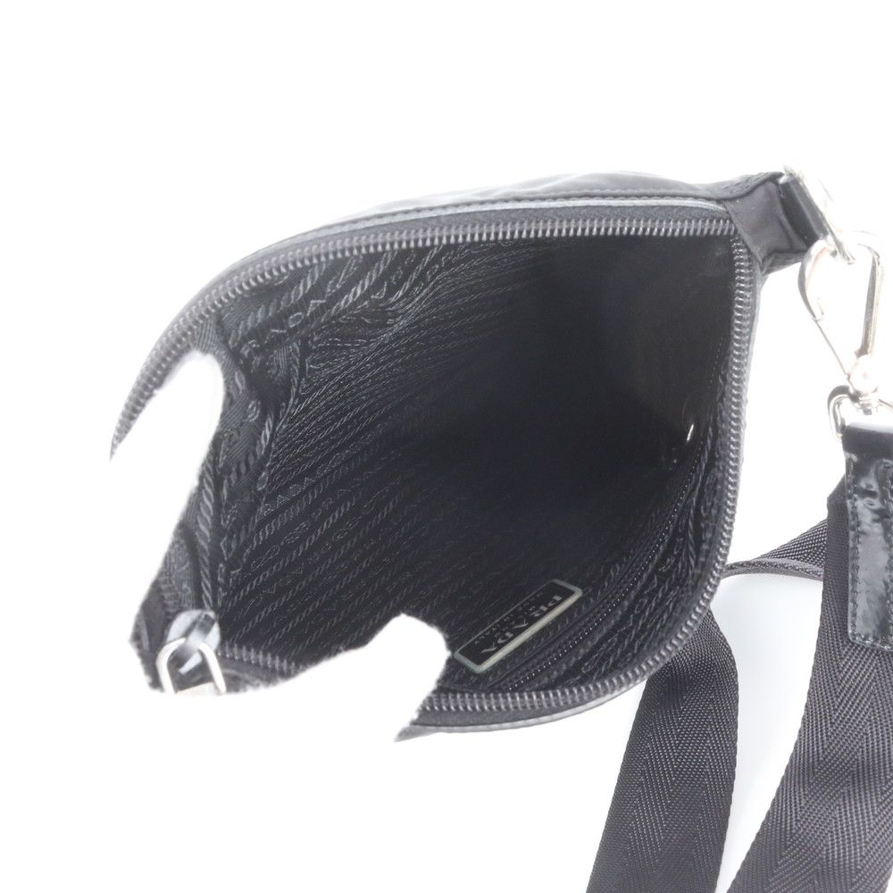 Prada White Tag Tessuto Nylon Triangle Logo Leather Shoulder Bag Crossbody — view 7