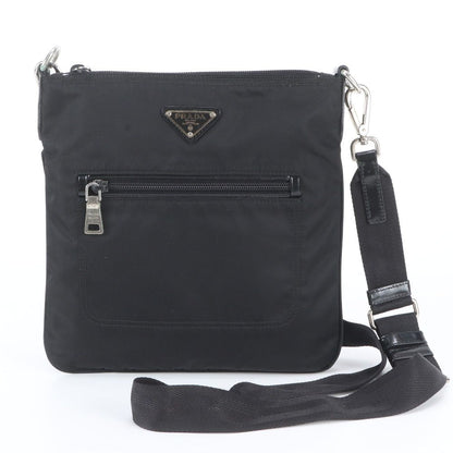 Prada White Tag Tessuto Nylon Triangle Logo Leather Shoulder Bag Crossbody