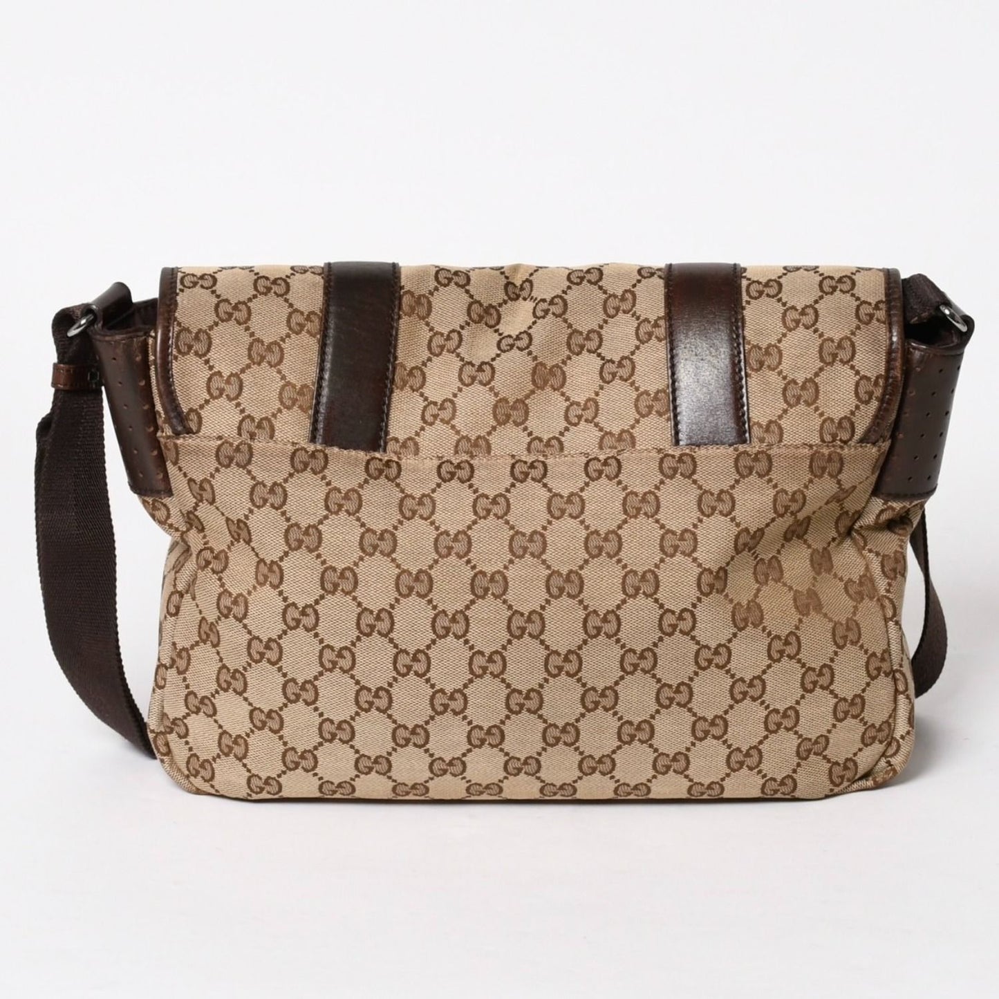 Gucci Messenger Shoulder Bag GG Canvas Brown Silver — view 2