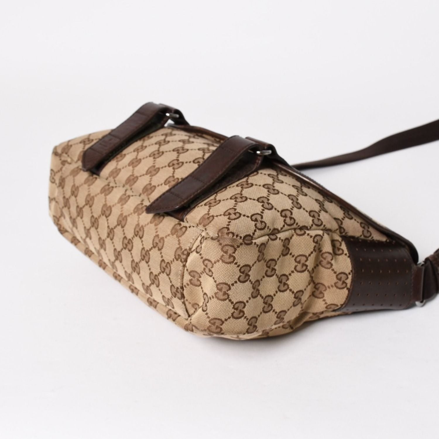 Gucci Messenger Shoulder Bag GG Canvas Brown Silver — view 5