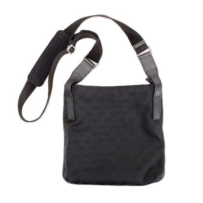 Gucci GG Canvas Crossbody Shoulder Bag Navy Black Leather — view 2
