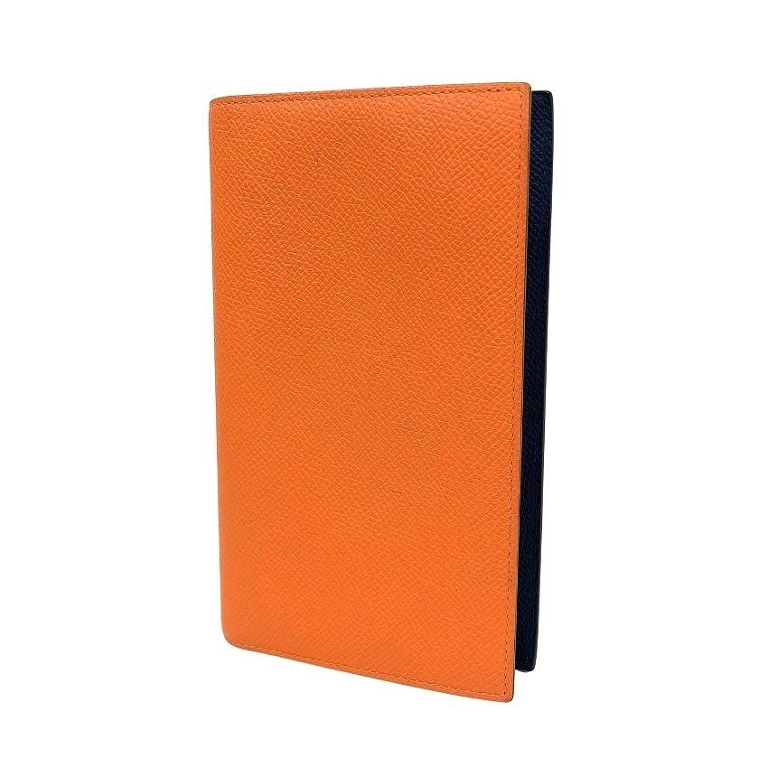 Hermes Vision 2 Notebook Cover Ajanda Leather Orange Navy Bicolor Stationery