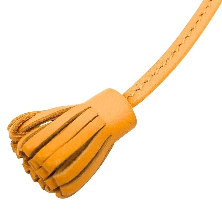 Hermes Carmencita Pompom 17 Yellow Book Mark Bookmark Key Holder Bag Charm New — view 2