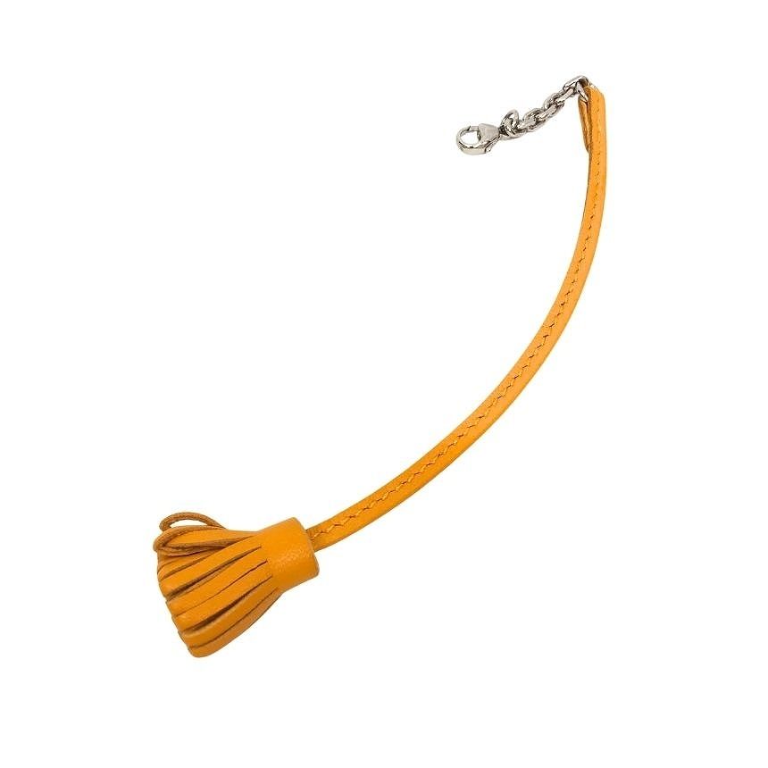 Hermes Carmencita Pompom 17 Yellow Book Mark Bookmark Key Holder Bag Charm New