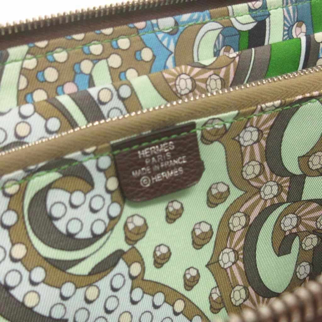 Hermes Silk in Wallet Zip Around Coin Purse Inside All Over Pattern Leather — view 6