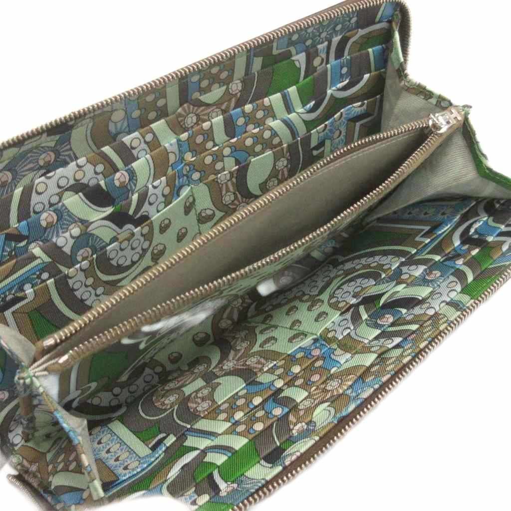 Hermes Silk in Wallet Zip Around Coin Purse Inside All Over Pattern Leather — view 5