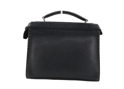 Fendi Peekaboo Selleria Black Leather 2-Way Shoulder Bag Silver — view 2