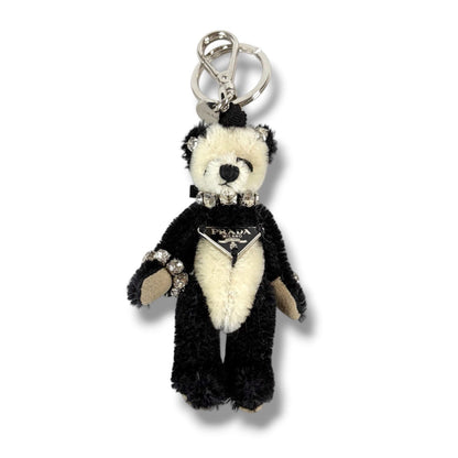 Prada Panda Triangle Logo Key Ring Key Sling Bag Charm Teddy Bear — view 3