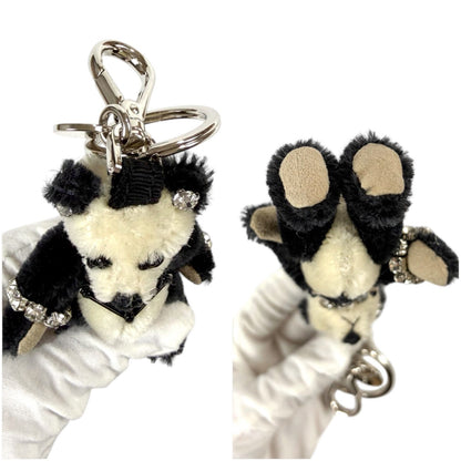 Prada Panda Triangle Logo Key Ring Key Sling Bag Charm Teddy Bear — view 6