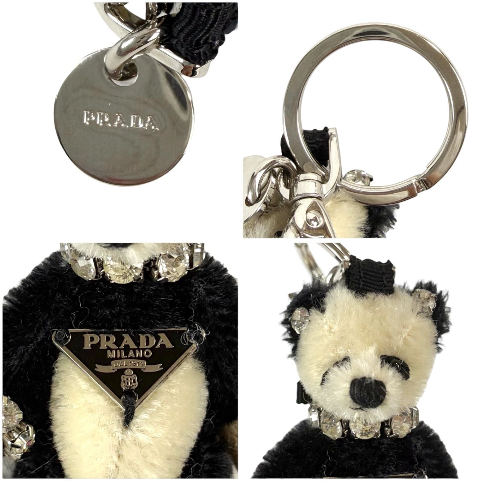 Prada Panda Triangle Logo Key Ring Key Sling Bag Charm Teddy Bear — view 7