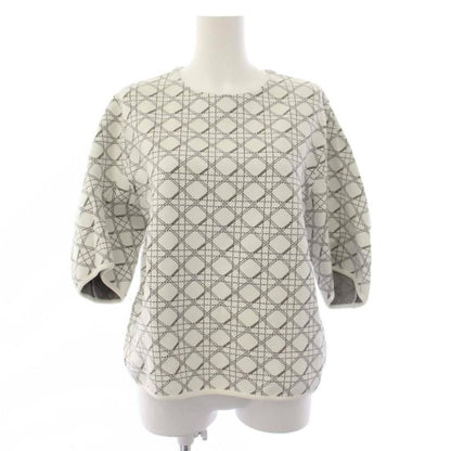Dior Cannage Knit Top Short Sleeve 44 White Sweater
