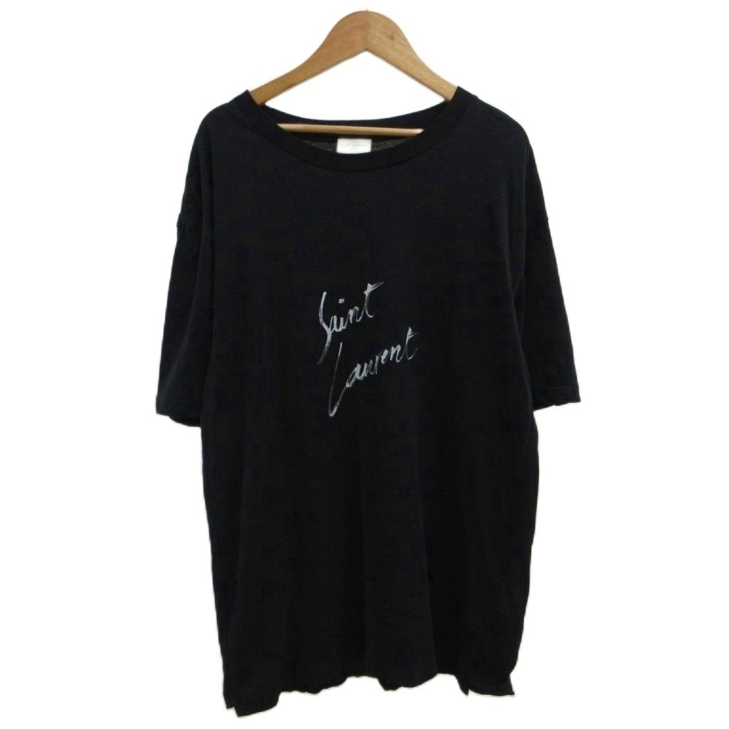 Saint Laurent Paris T-Shirt XS Black Logo Print Short Sleeve Uncut Top PP