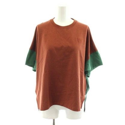 Loewe Anagram Embroidery T-Shirt Short Sleeve Contrast Silk XS Brown Green