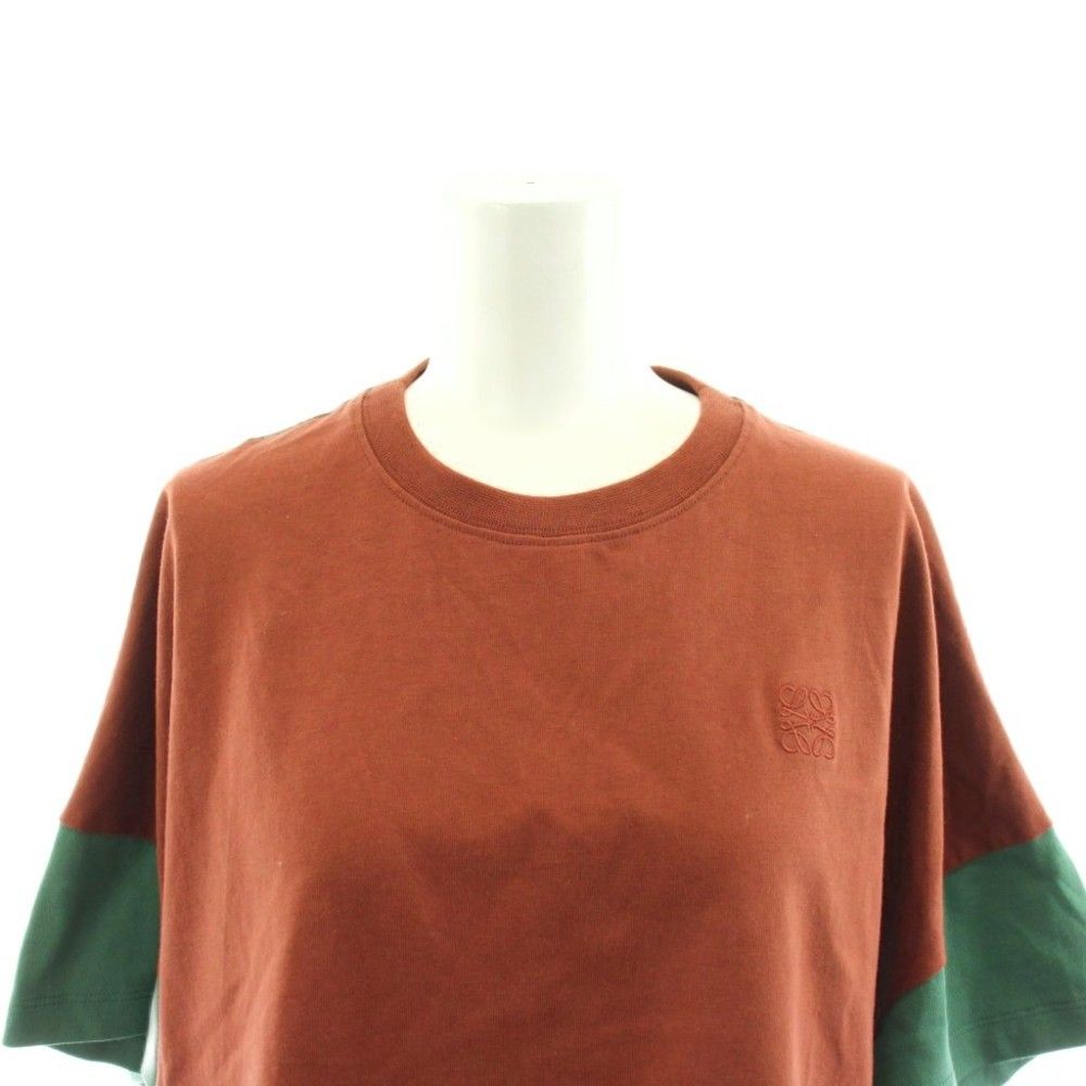 Loewe Anagram Embroidery T-Shirt Short Sleeve Contrast Silk XS Brown Green — view 5