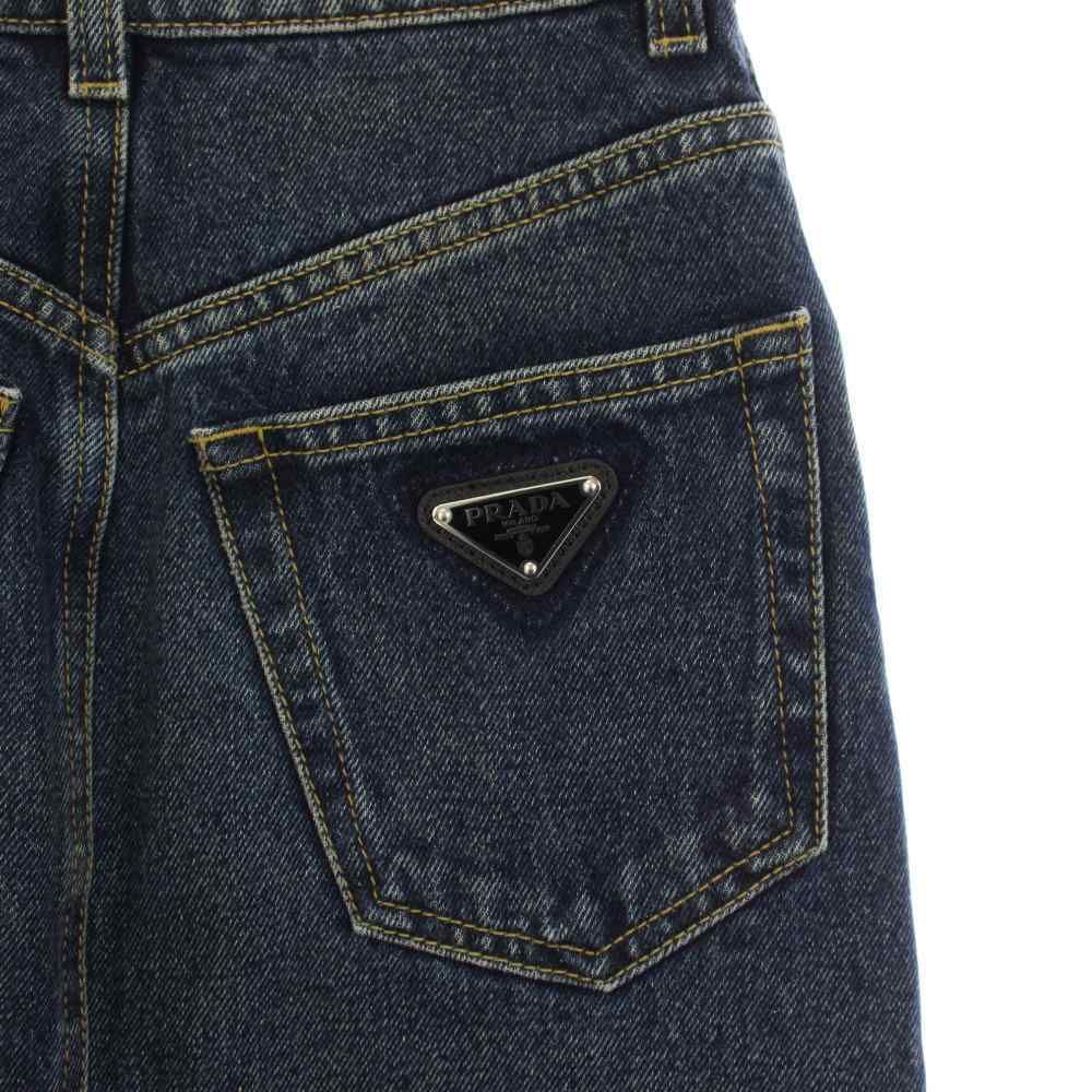 Prada Denim Skirt Tight Long Triangle Plate 36 Blue — view 5