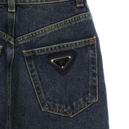 Prada Denim Skirt Tight Long Triangle Plate 36 Blue — view 5