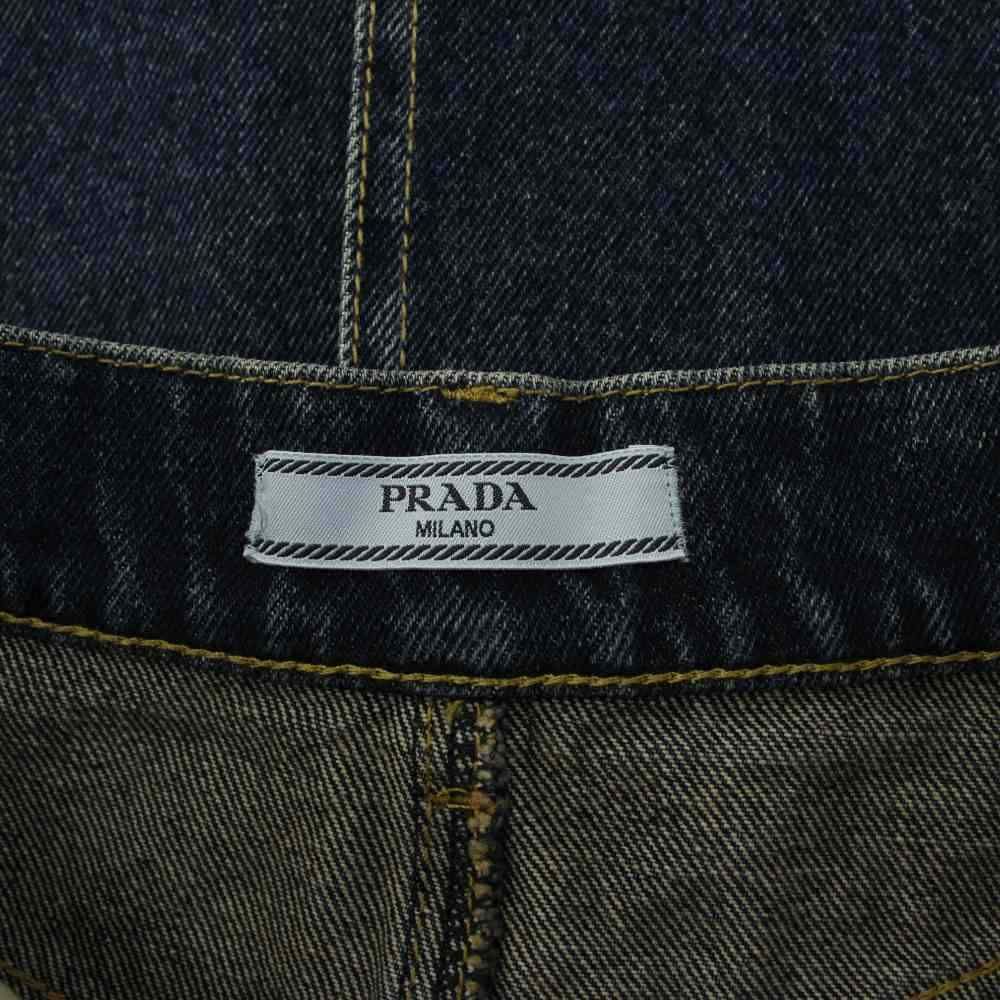 Prada Denim Skirt Tight Long Triangle Plate 36 Blue — view 3