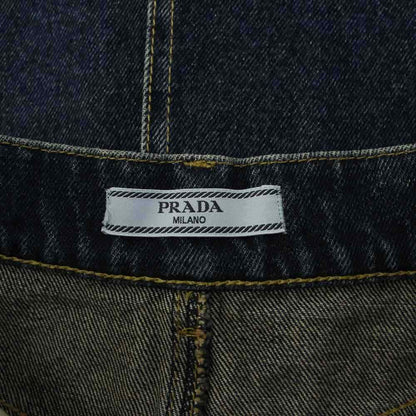 Prada Denim Skirt Tight Long Triangle Plate 36 Blue — view 3