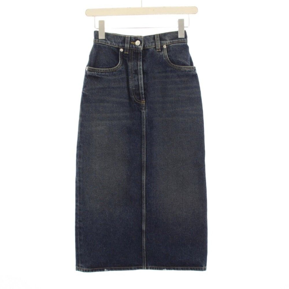 Prada Denim Skirt Tight Long Triangle Plate 36 Blue