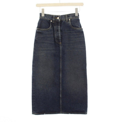 Prada Denim Skirt Tight Long Triangle Plate 36 Blue