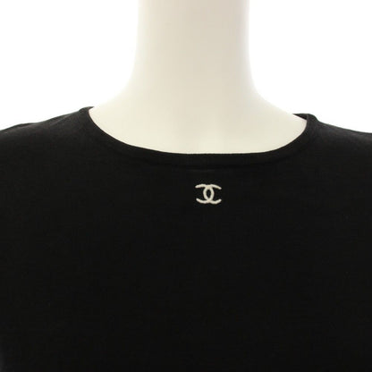 Chanel CC Logo Knit Top Short Sleeve 38 Black Sweater — view 5