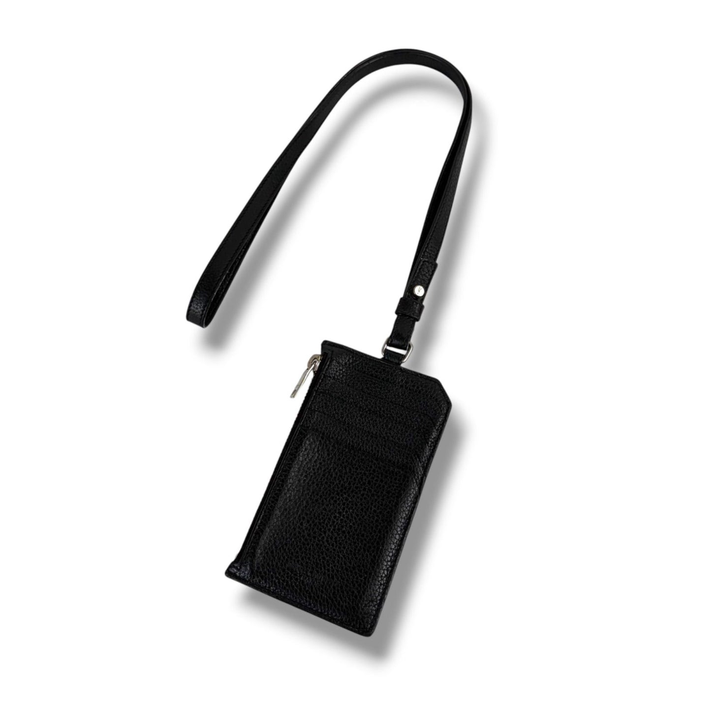 Saint Laurent Paris Zip Card Case with Neck Strap Fragment Black — view 2
