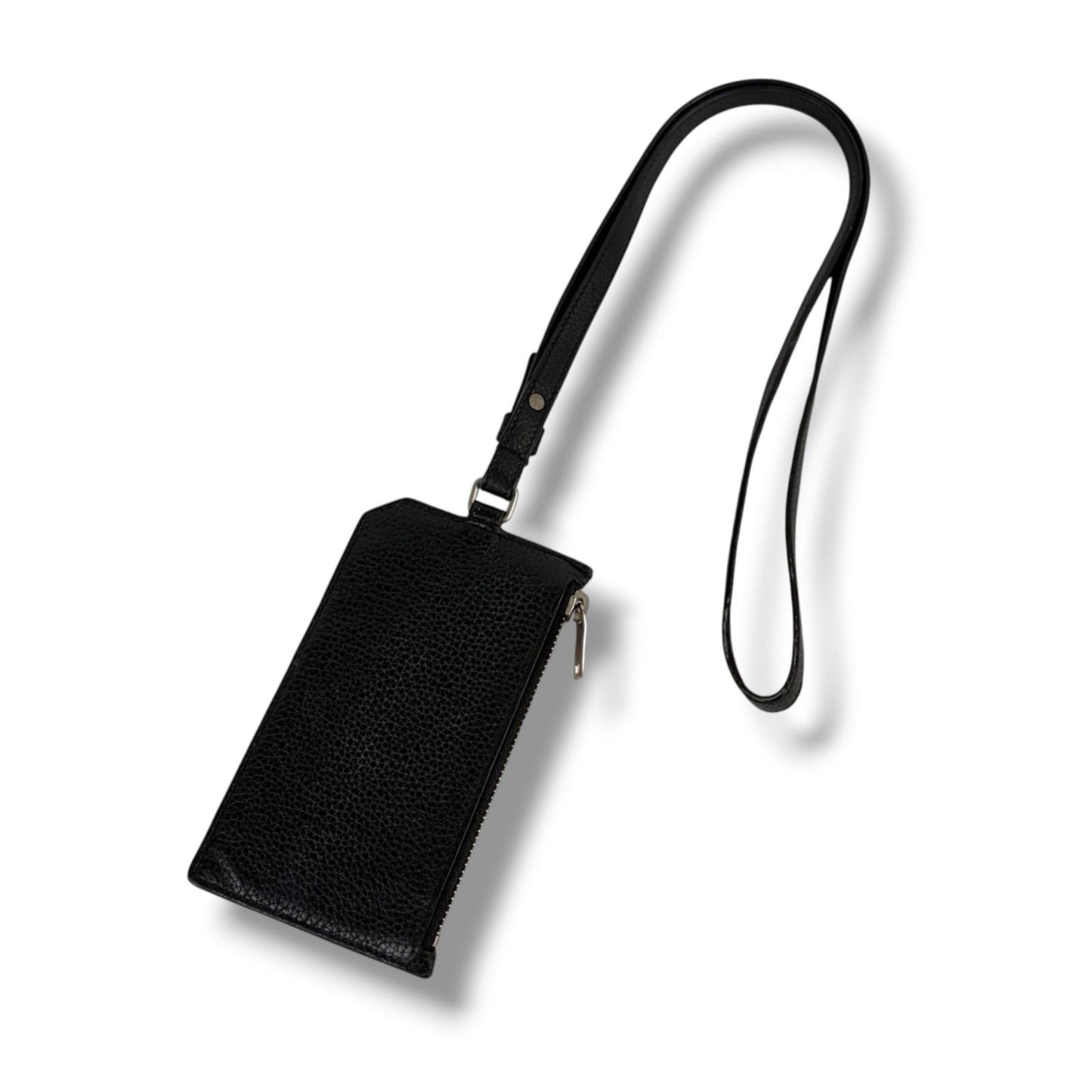 Saint Laurent Paris Zip Card Case with Neck Strap Fragment Black