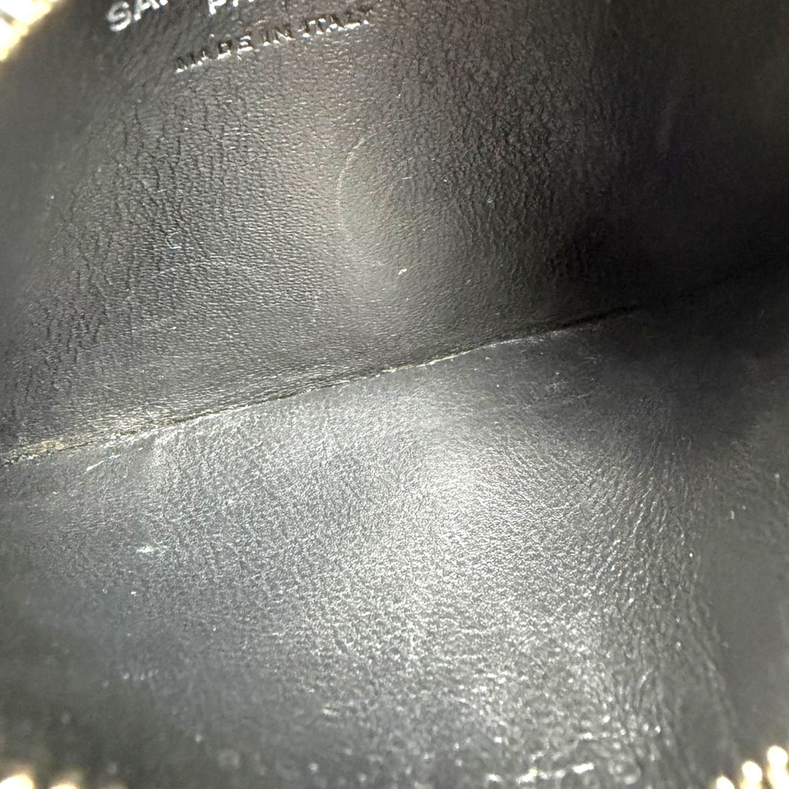Saint Laurent Paris Zip Card Case with Neck Strap Fragment Black — view 9