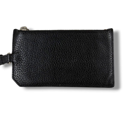 Saint Laurent Paris Zip Card Case with Neck Strap Fragment Black — view 3