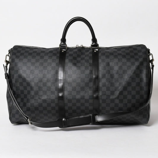 Louis Vuitton Keepall Bandouliere 55 Boston Bag Damier Graphite Black