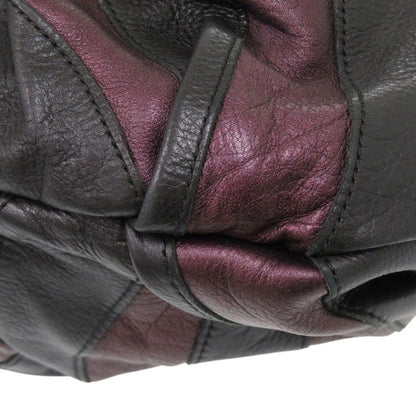 Prada Vitellino Mordo Leather Purple Black Handbag — view 4