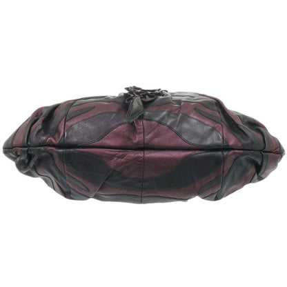 Prada Vitellino Mordo Leather Purple Black Handbag — view 3